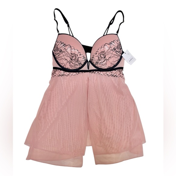 Auden Baby Doll Lace Mesh Lingerie Top - Picture 3 of 12